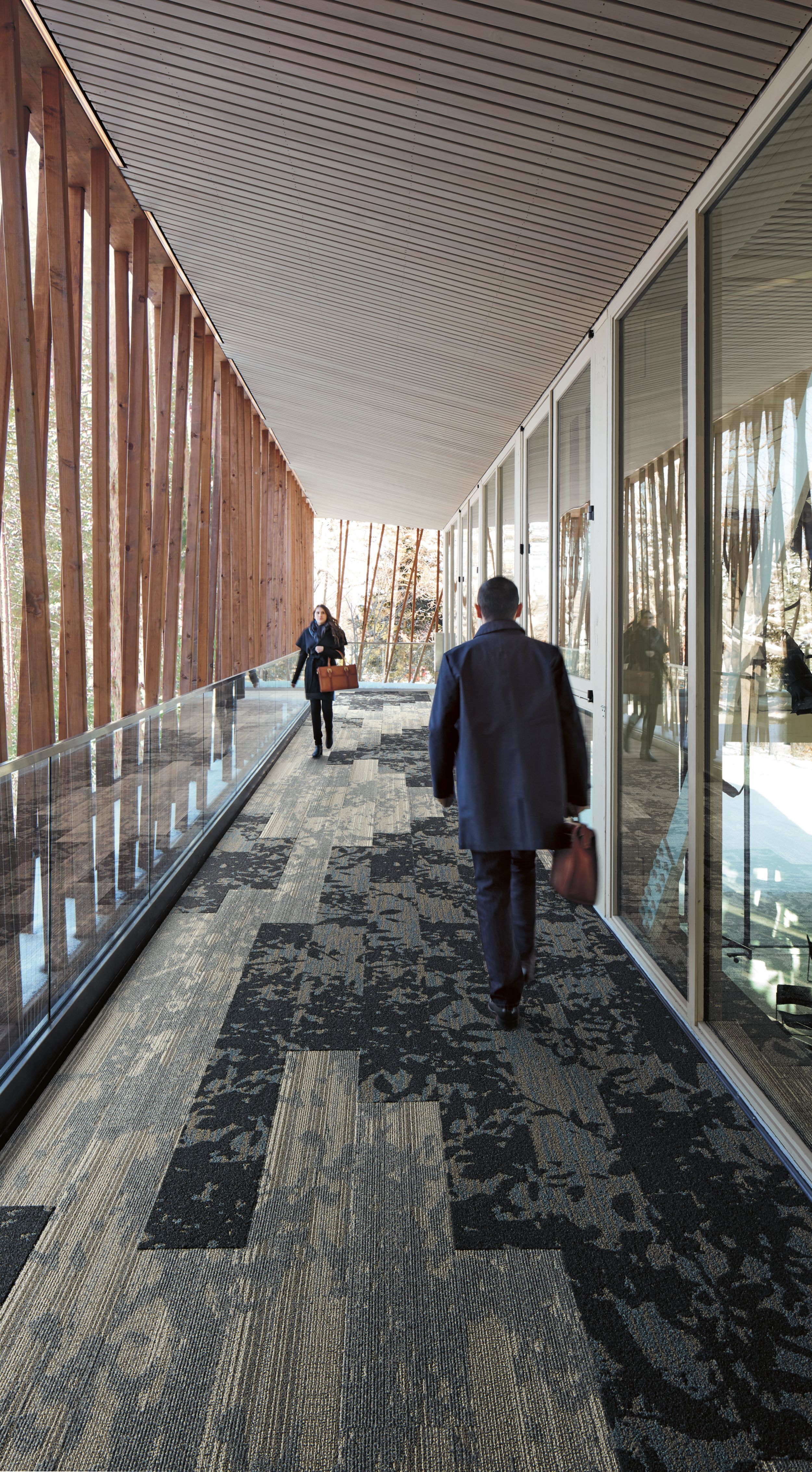 Interface Glazing and Shading plank carpet tile in corridor with windows lining one side numéro d’image 9